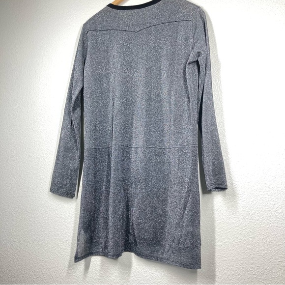 Zadig & Voltaire Metallic Shift Dress Small Crew Neck Long Sleeves Silver Black - Picture 7 of 16